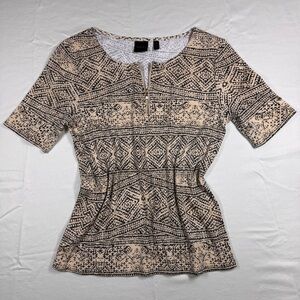 Rafaella Black and Beige Patterned Blouse